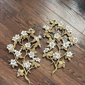 Burwood Gold and White Floral Wall Accents
